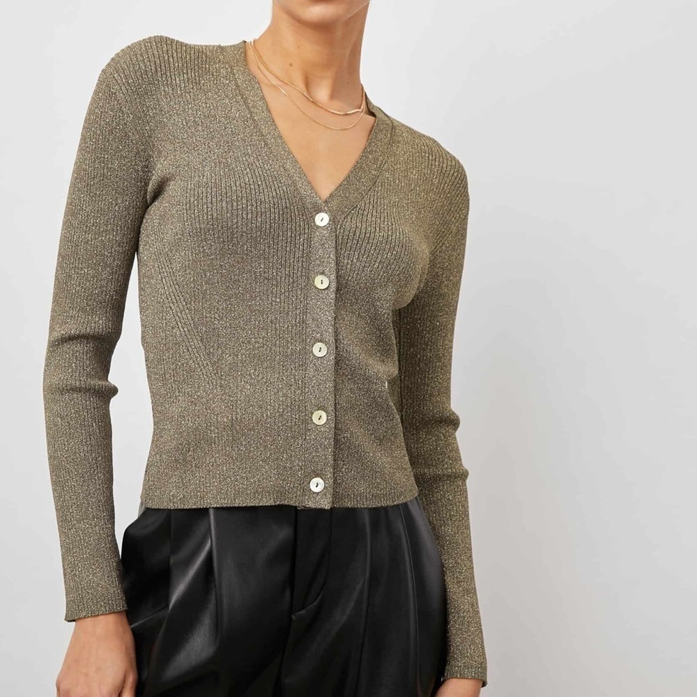 RAILS Beau Lurex Cardigan Gold Sz S